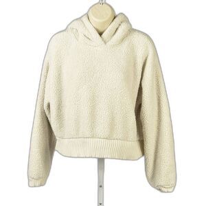 Gap Body Ivory Super Soft Fuzzy Cropped Hoodie Size XS